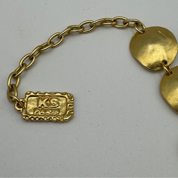 KS Paris Hammered Gold Disc Statement Necklace - Picture 4 of 8